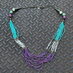 Vintage ZAD Women Necklace Statement Multi Color Beads Long Necklace Jewelry